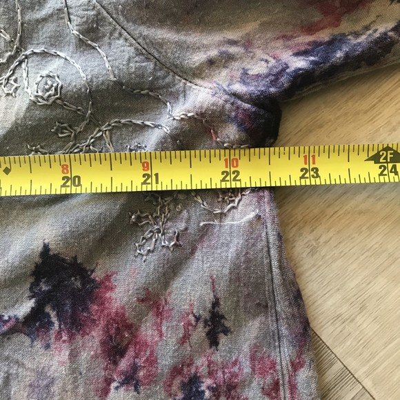 Tie Dyed Embroidered Tunic Long Line 3/4 sleeve boho hippie festival 2XL - Picture 8 of 9